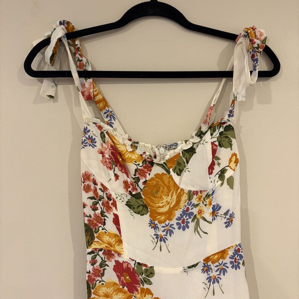 Reformation Floral Juliette Tie Strap Midi Dress 0 - Picture 3 of 7